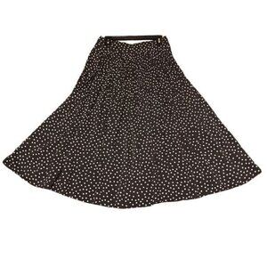 Cotton + Candy Charcoal Gray White Polka Dot Circle Skirt Wide Waistband Size L